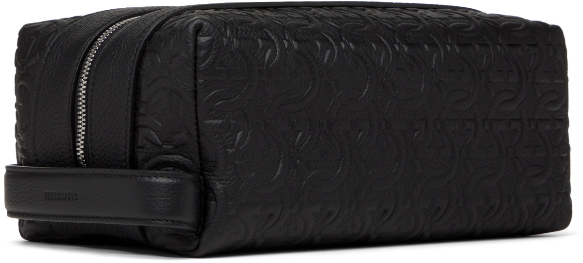 Ferragamo Black Embossed Gancini Travel Pouch Salvatore Ferragamo