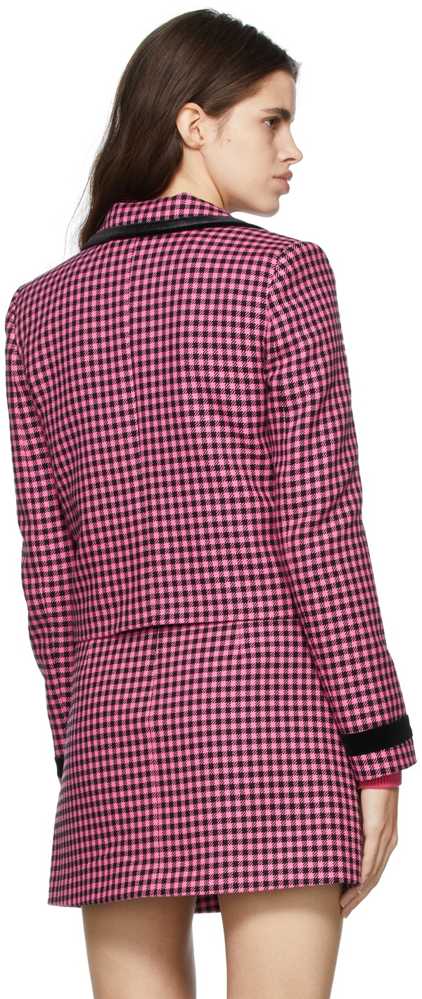 Versace Jeans Couture Pink & Black Gingham Pattern Blazer Versace