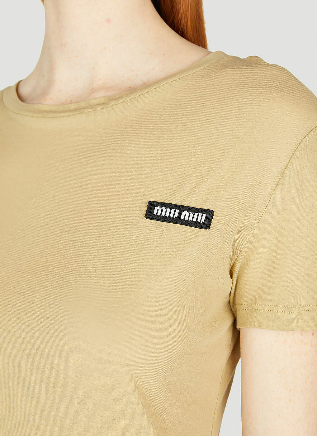 Miu Miu - Light Jersey T-Shirt in Beige Miu Miu