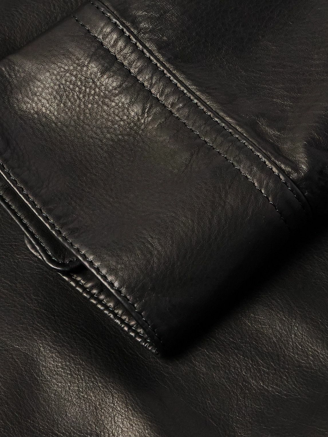 A.PRESSE - Leather Shirt Jacket - Black