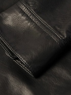 A.PRESSE - Leather Shirt Jacket - Black