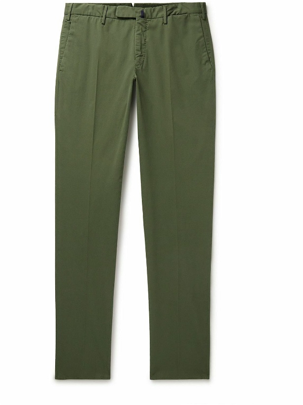 Photo: Incotex - Venezia 1951 Slim-Fit Straight-Leg Cotton-Blend Twill Trousers - Green