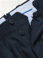 Giuliva Heritage - Umberto Pleated Herringbone Virgin Wool Suit Trousers - Blue