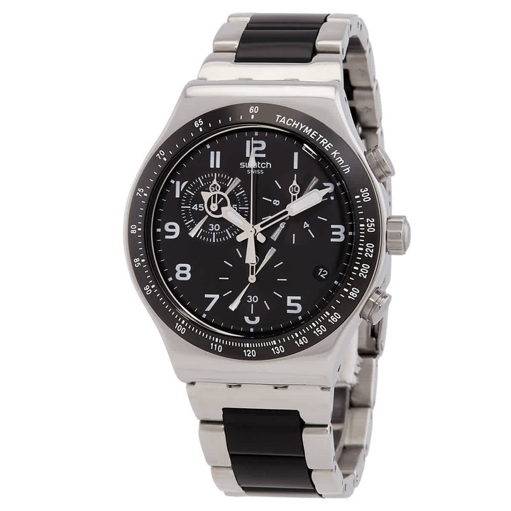 Photo: Swatch Chronograph Quartz Black Dial Mens Watch YVS441G