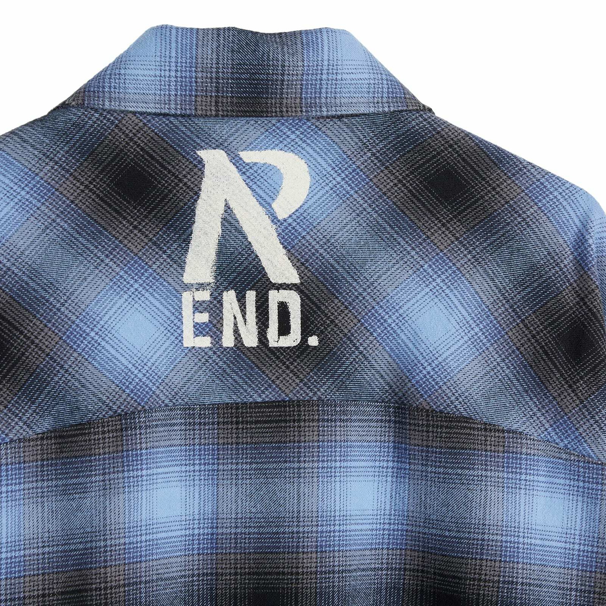 END. x Represent Distressed Flannel Shirt in Blue
