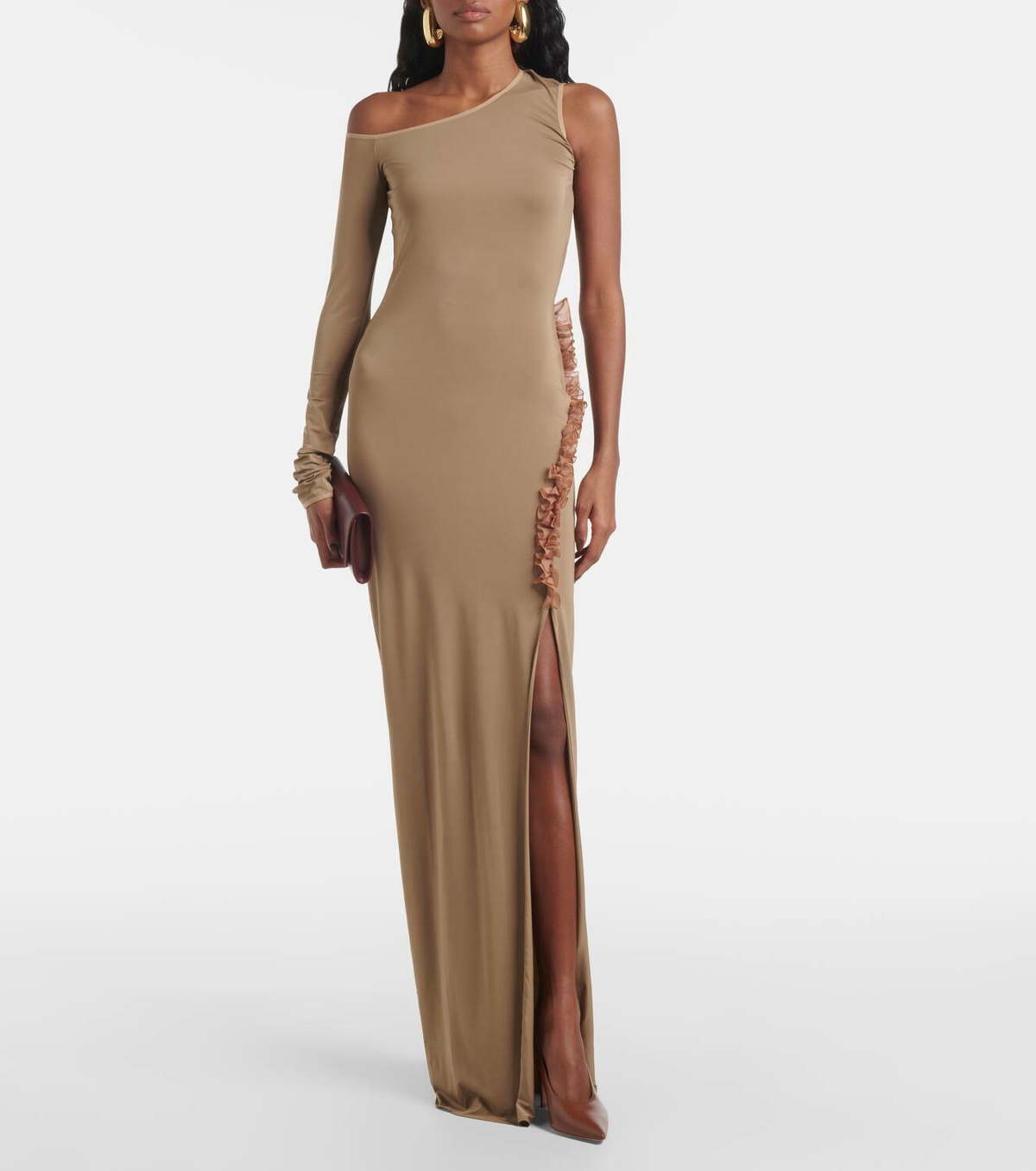 Nensi Dojaka Asymmetric ruffled maxi dress