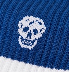 Alexander McQueen - Skull-Intarsia Ribbed Cotton-Blend Socks - Men - Blue