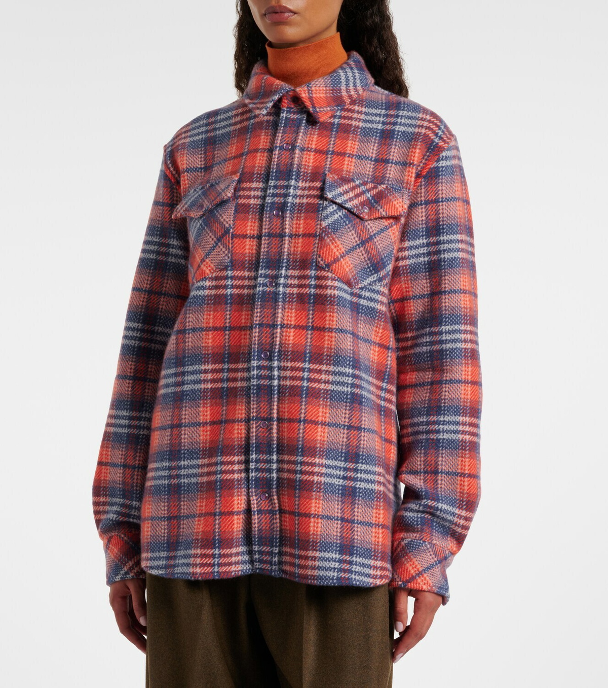 God's True Cashmere Americana plaid cashmere shirt