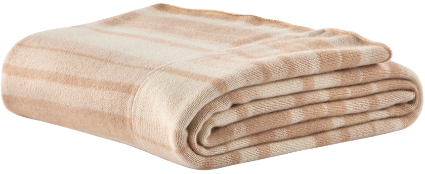 The Elder Statesman Off-White & Beige Stripe Super Duper Blanket