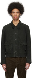 RRL Black Spread Collar Suede Jacket