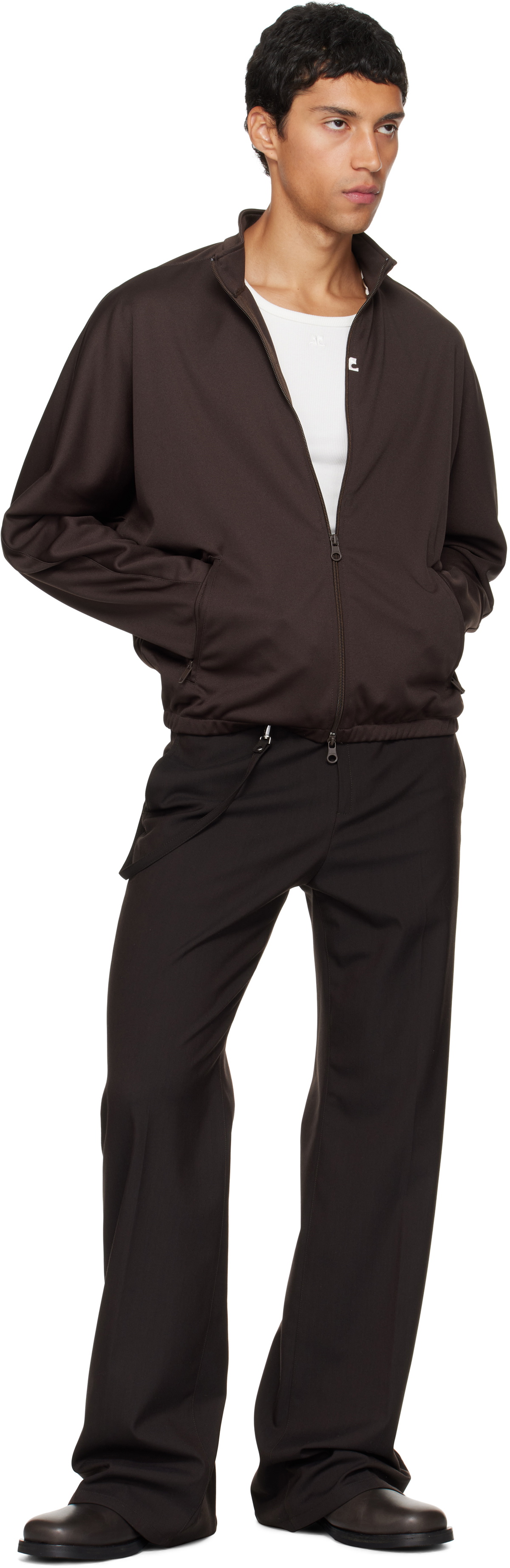 Courrèges Brown Interlock Tracksuit Jacket