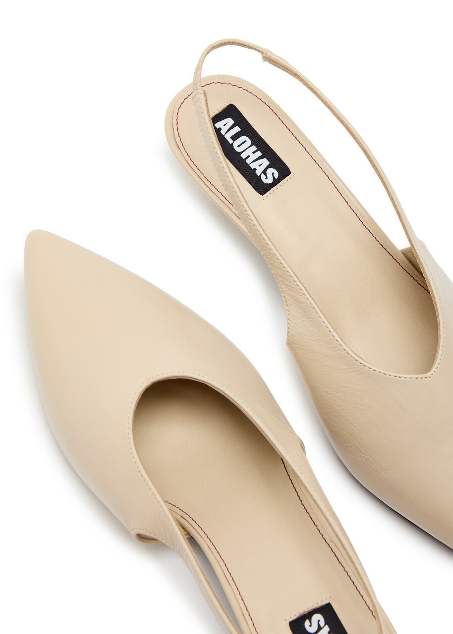 Alohas Eros 45 Glossed Leather Slingback Pumps Cream