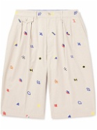 Beams Plus - Embroidered Straight-Leg Cotton-Blend Canvas Bermuda Shorts - Neutrals