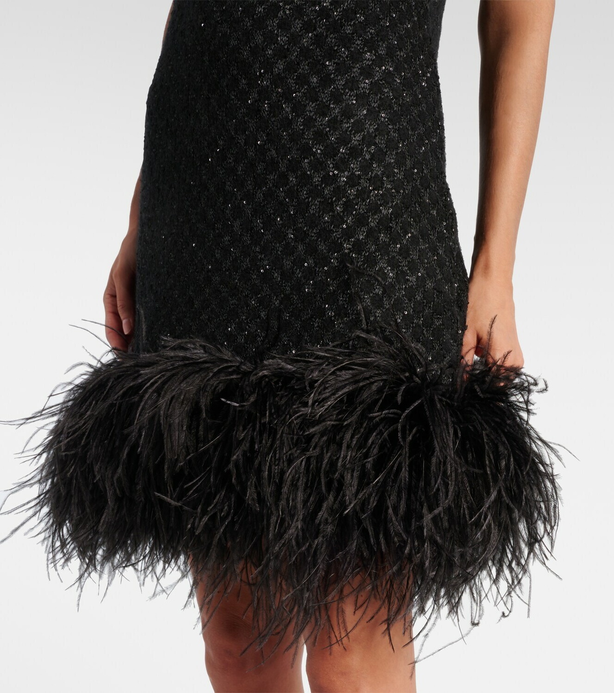Max Mara Novara feather-trimmed minidress