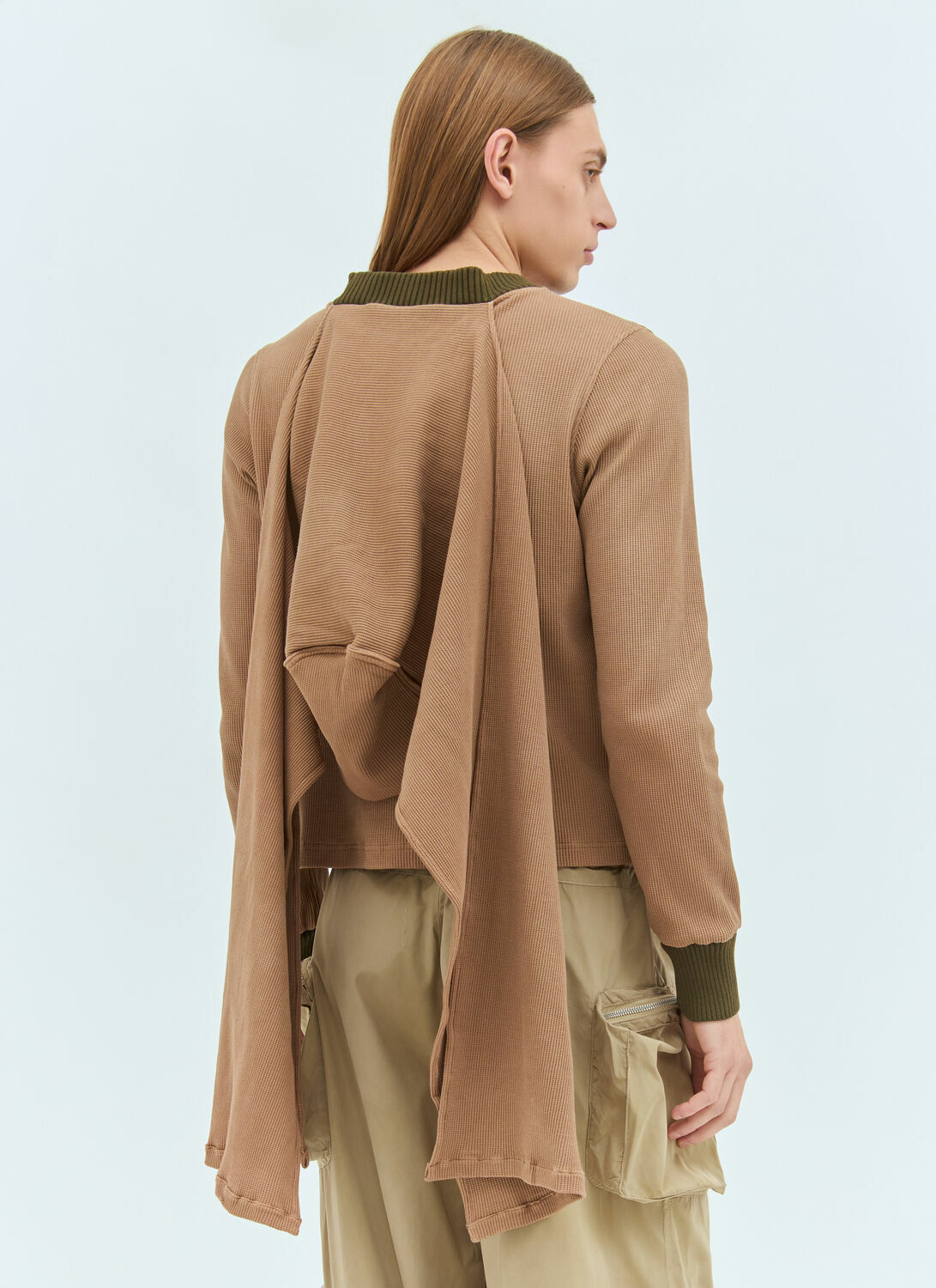 Charlie Constantinou Panelled Waffle Top With Scarf