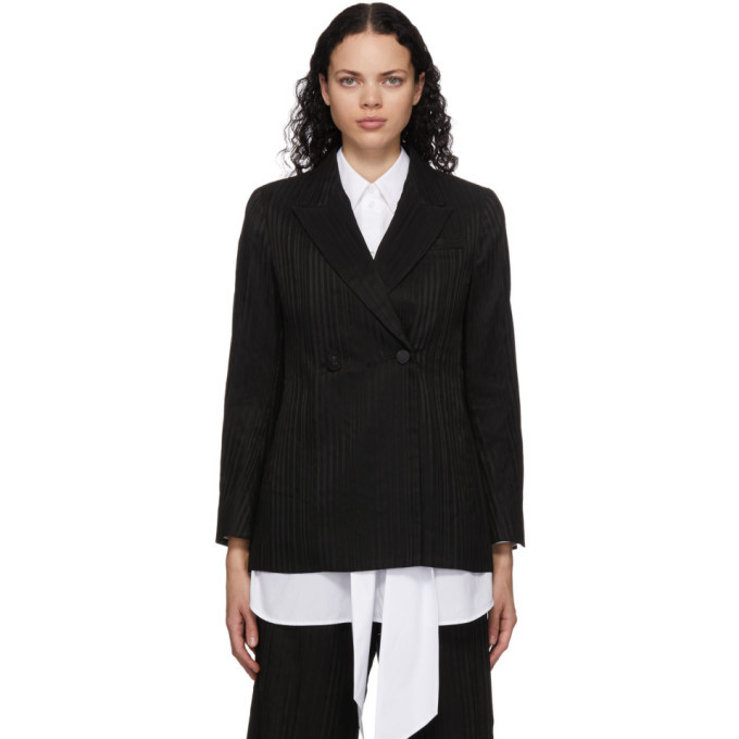 Mame Kurogouchi Black Ribbon Stripe Double-Breasted Blazer Mame