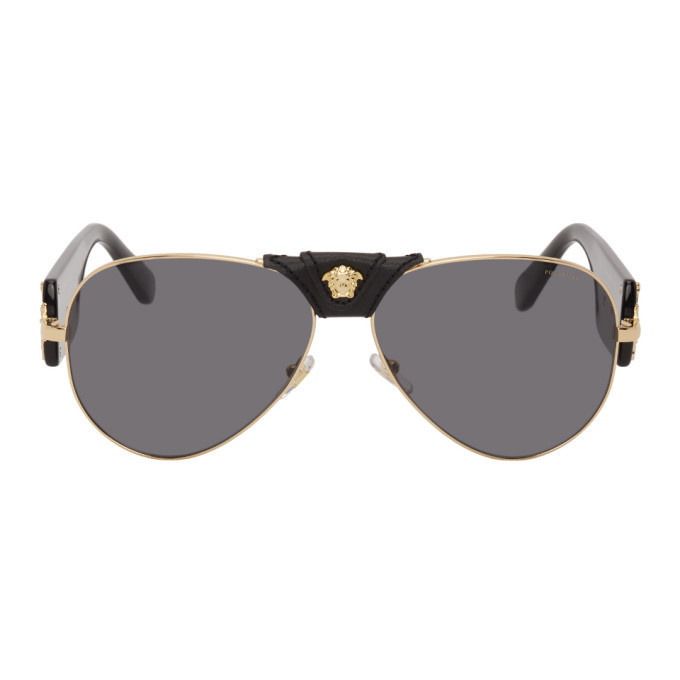 Photo: Versace Black Baroque Aviator Sunglasses