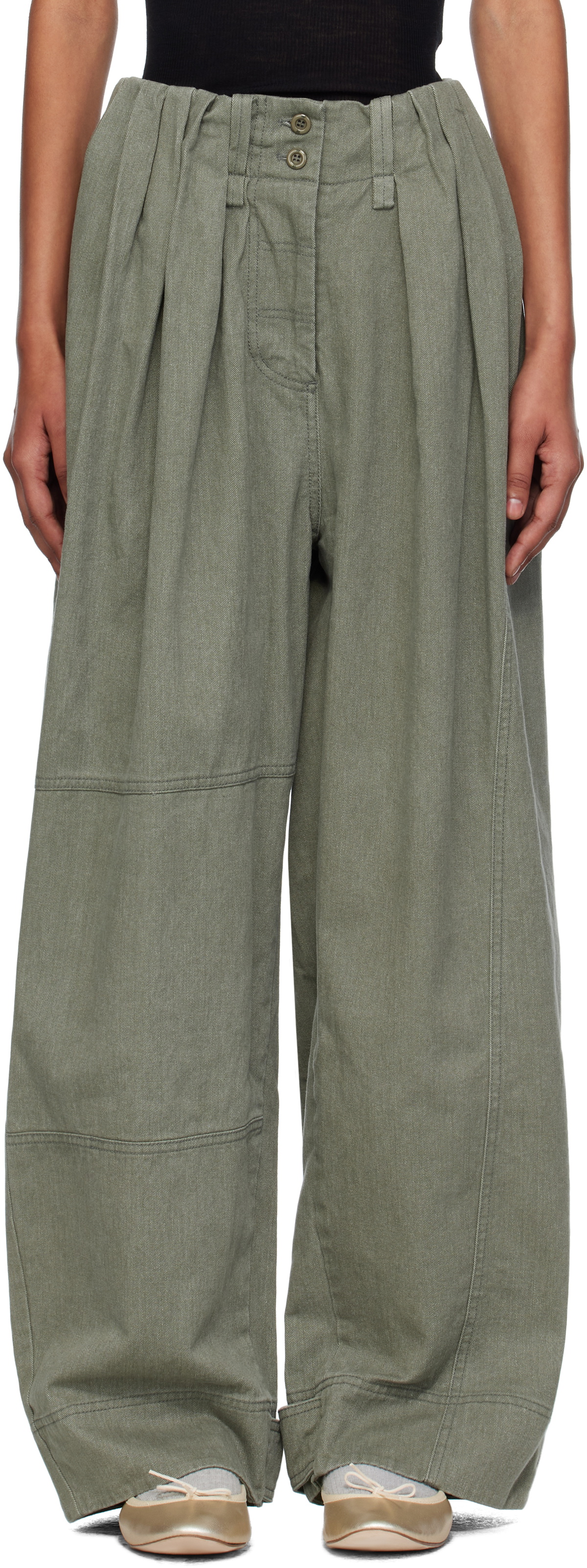 OPEN YY Khaki Full Gather Trousers