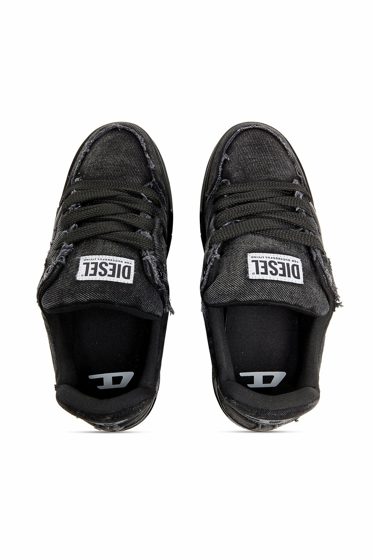 Diesel S-D-Ollie - Sneakers in frayed denim e leather - Sneakers Mens in Black