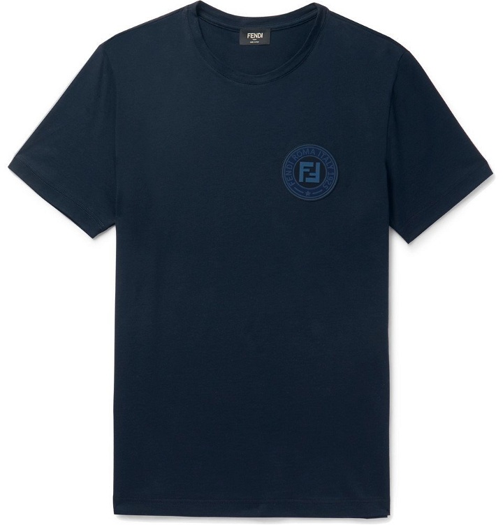 Photo: Fendi - Slim-Fit Logo-Print Cotton-Jersey T-Shirt - Navy