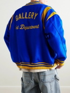 Gallery Dept. - Logo-Embroidered Appliquéd Leather-Trimmed Wool-Blend Felt Varsity Jacket - Blue