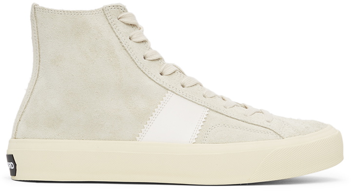 Photo: TOM FORD Taupe Cambridge High-Top Sneakers