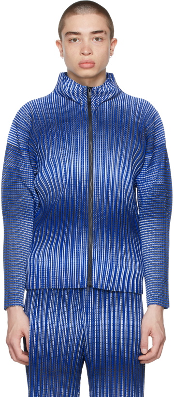 Photo: Homme Plissé Issey Miyake Blue Striped Hologram Sweater