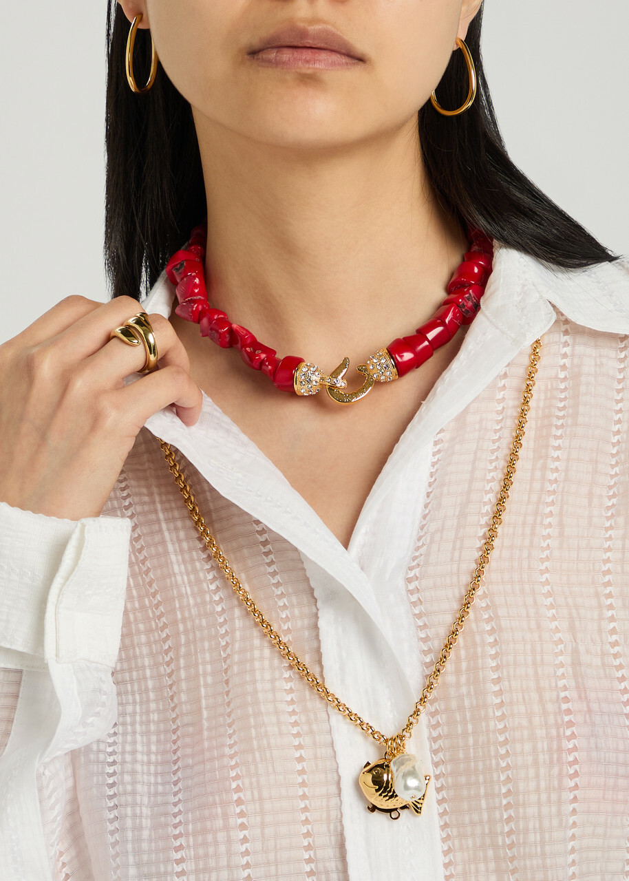 Timeless Pearly Beaded 24kt Gold-plated Necklace - One Size