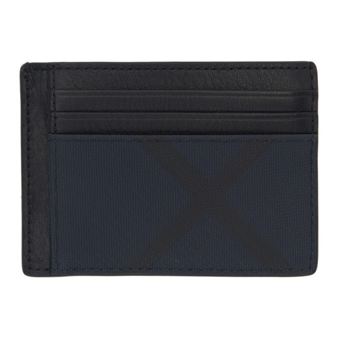 Burberry Navy and Black London Check Money Clip Card Holder Burberry