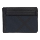 Burberry Navy and Black London Check Money Clip Card Holder