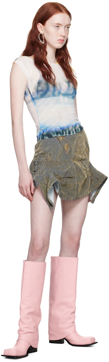 Masha Popova SSENSE Exclusive Yellow Denim Miniskirt