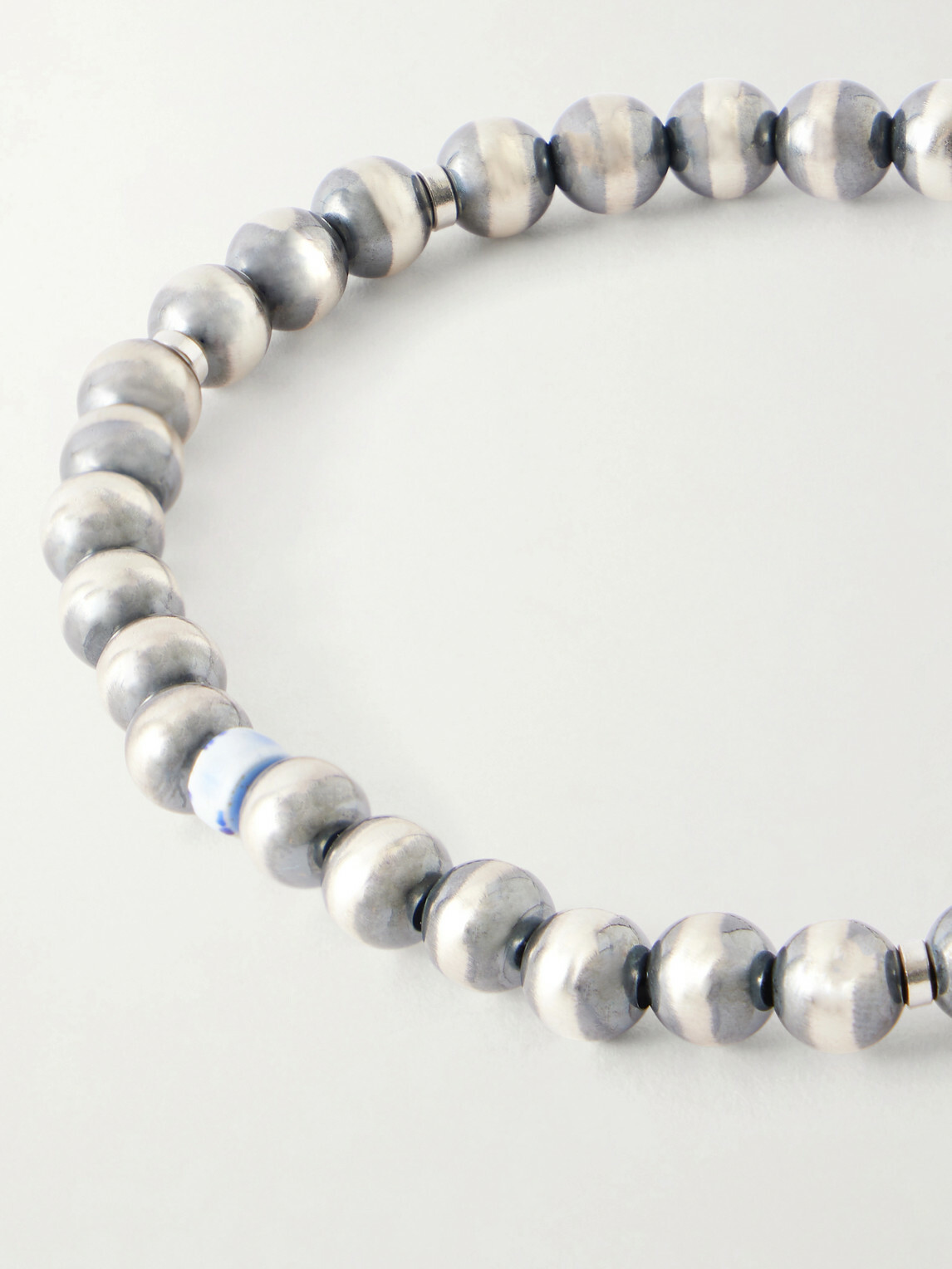 Mikia - Circle5 Sterling Silver Multi-Stone Beaded Bracelet - Silver