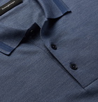 Ermenegildo Zegna - Contrast-Tipped Cotton and Silk-Blend Polo Shirt - Blue