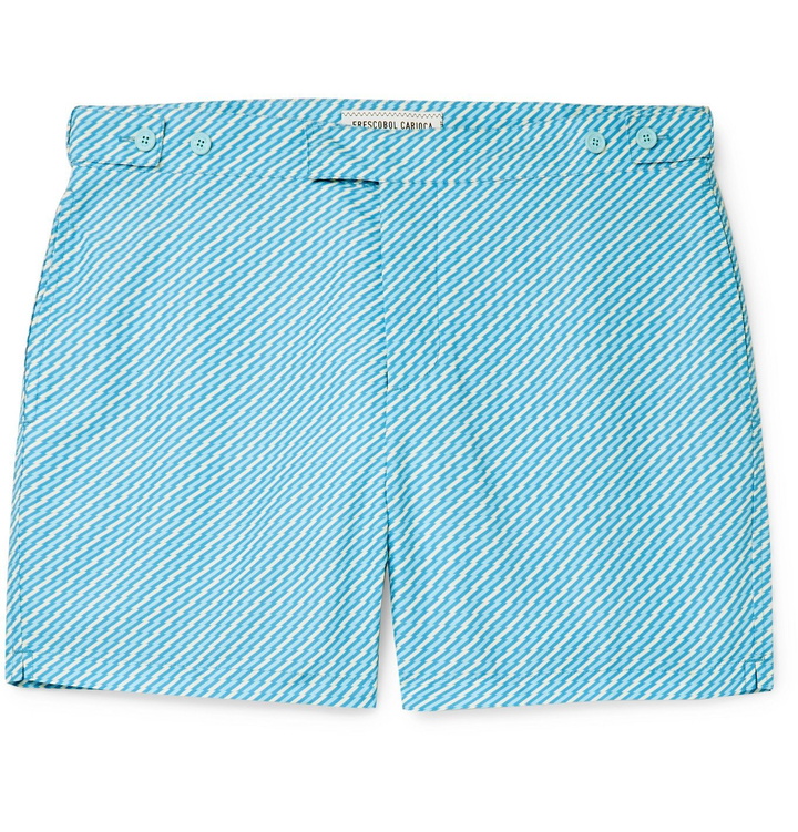 Photo: Frescobol Carioca - Pepe Slim-Fit Mid-Length Printed Swim Shorts - Blue