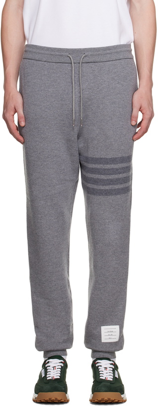 Photo: Thom Browne Gray 4-Bar Sweatpants