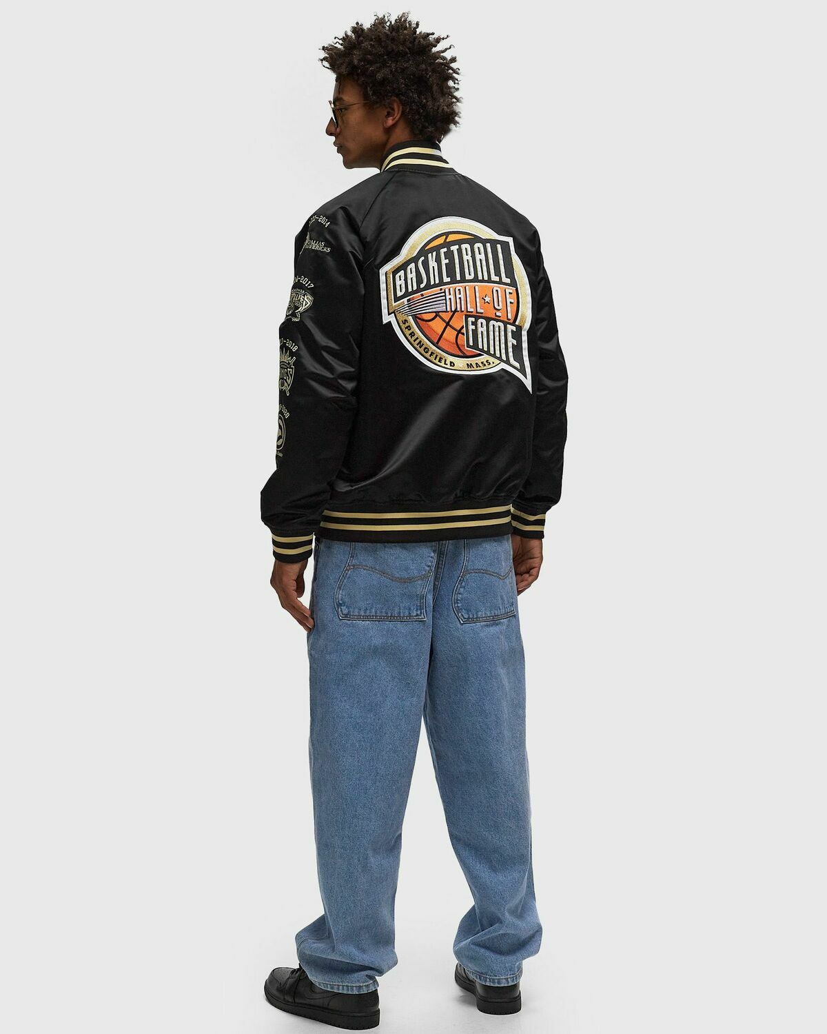Mitchell & Ness NBA 2024 HOF LW SATIN JACKET MULTI VINCE CARTER Black Mens Bomber Jacket