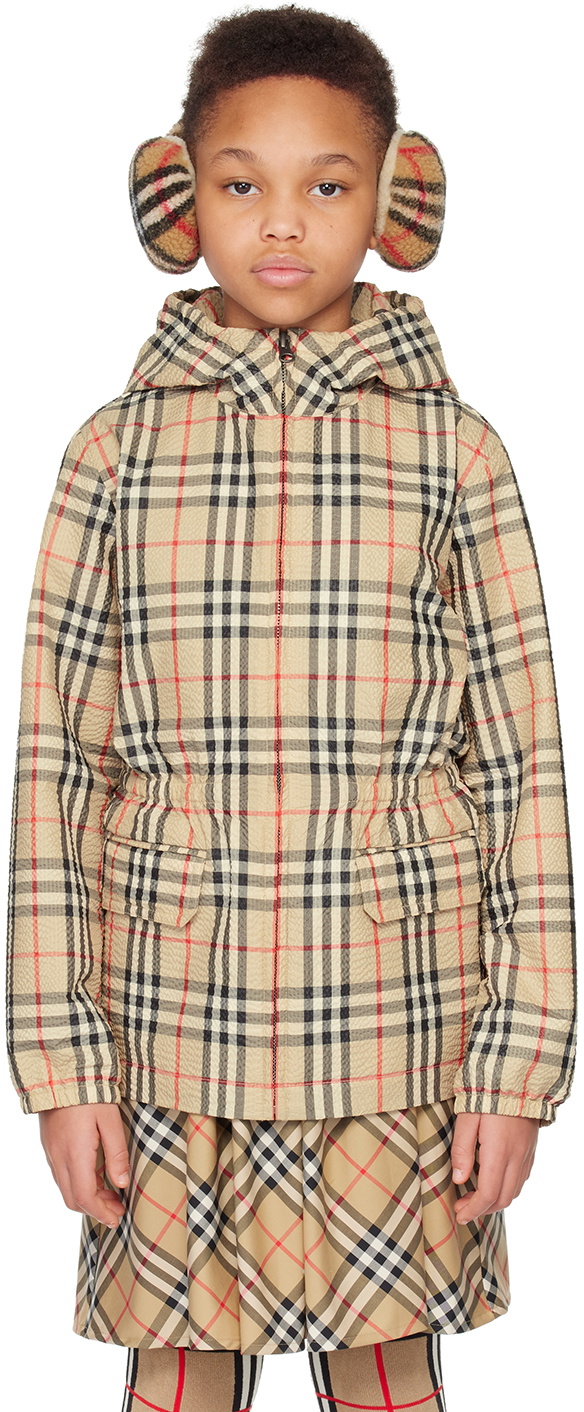 Burberry Kids Beige Check Jacket Burberry