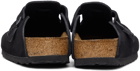 Birkenstock Black Suede Soft Footbed Boston Loafers