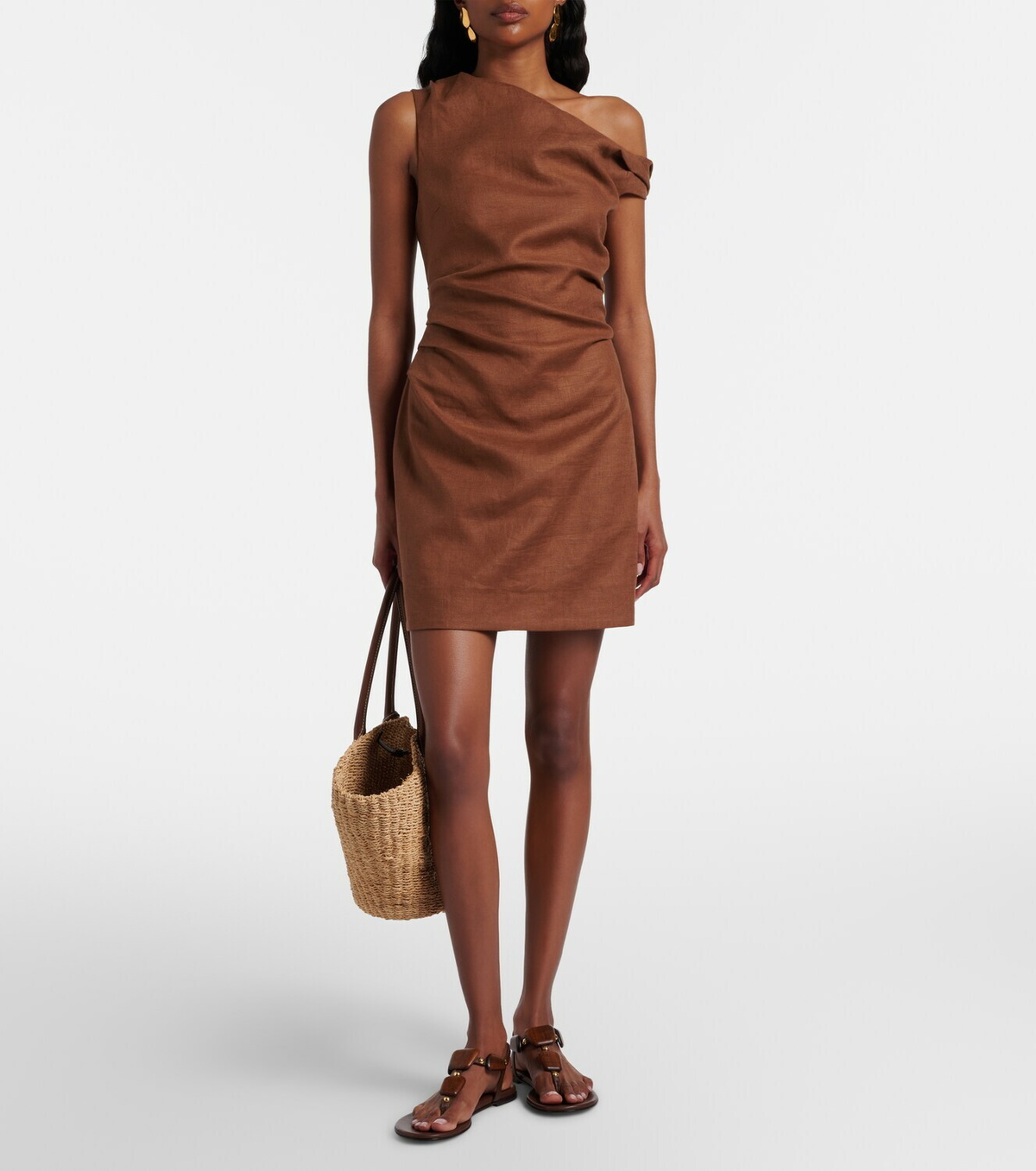 SIR Asymmetric linen minidress