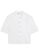 Tory Burch Romy Cropped Stretch Cotton-poplin Shirt White