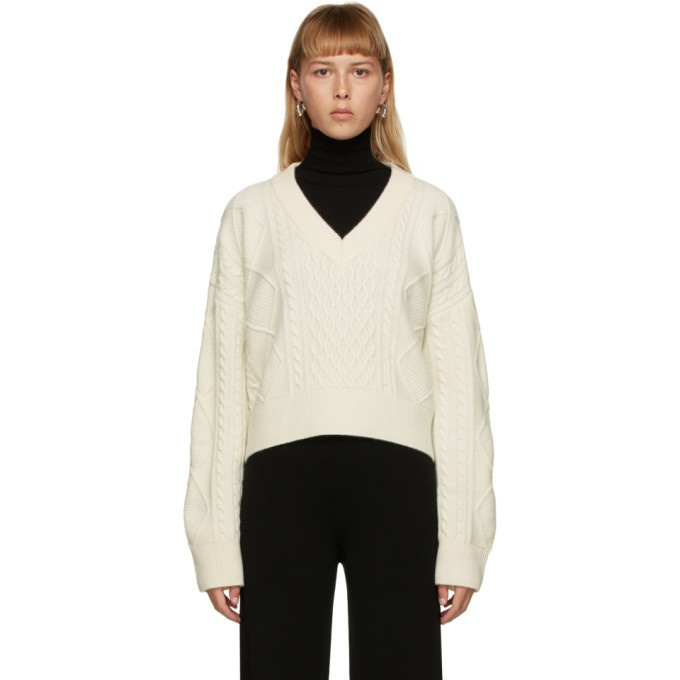 Photo: DRAE Off-White Wool Cable Knit Sweater