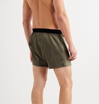 TOM FORD - Velvet-Trimmed Stretch-Silk Satin Boxer Shorts - Green