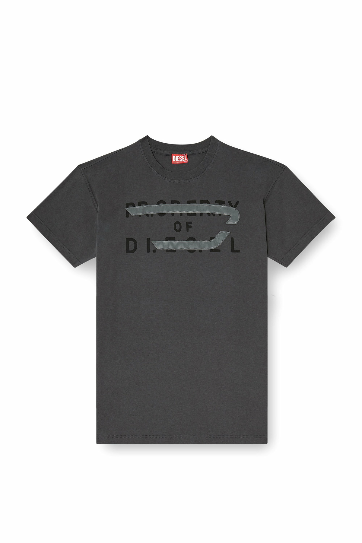 Diesel Regular T-shirt with D appliqué - T-Shirts Mens in Grey