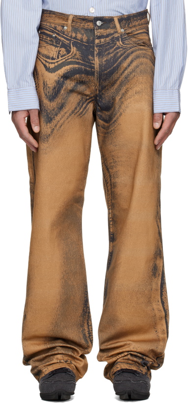 Photo: CAMPERLAB Brown Distorted Print Jeans