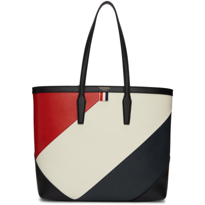 Photo: Thom Browne Black Bold Diagonal Stripe Bucket Tote