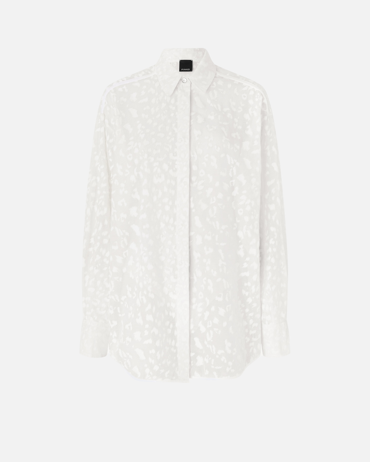 Pinko Printed Transparent Silk Blend Voile Shirt Bright White