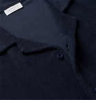 Sunspel - Camp-Collar Organic Cotton-Terry Shirt - Blue