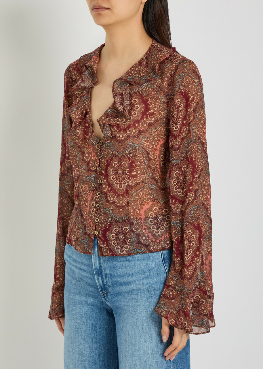 Paige Eve Printed Silk-chiffon Blouse Multicoloured