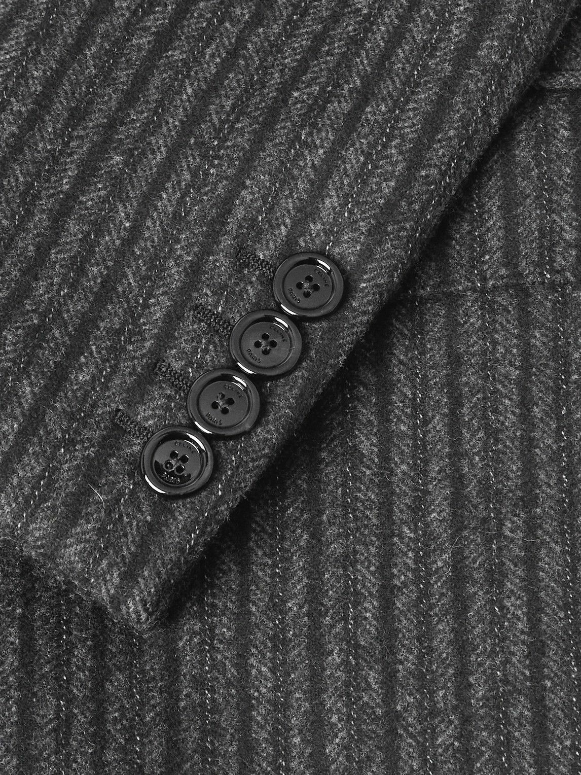 CELINE - Chesterfield Striped Wool Coat - Gray