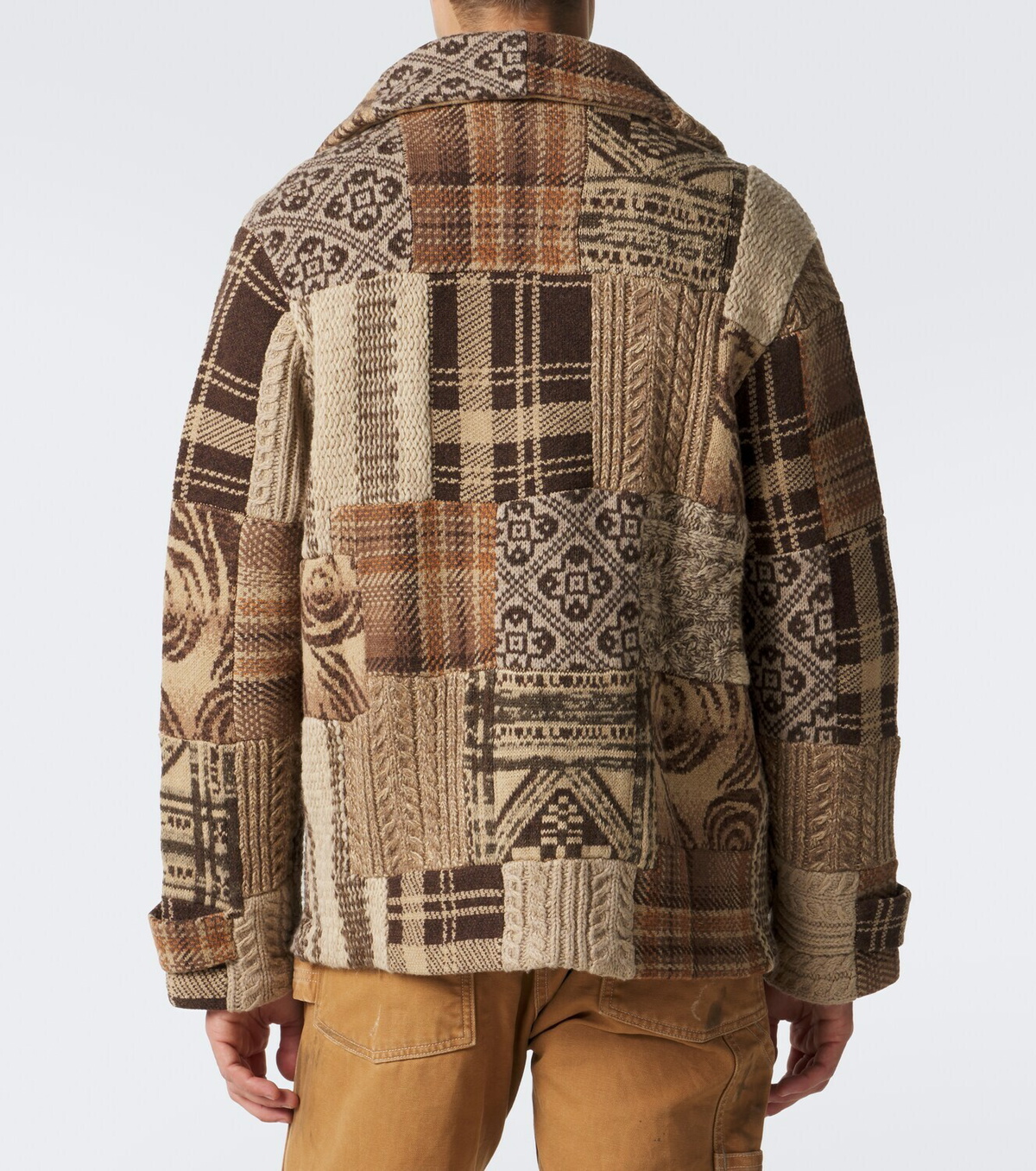 RRL Patchwork wool, linen, and silk cardigan